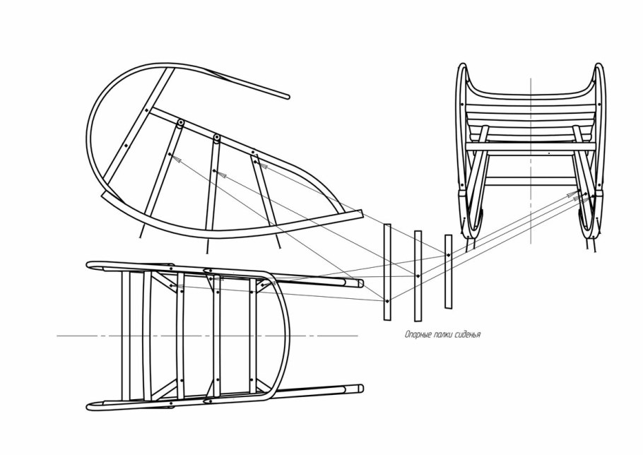 Чертеж плетеного кресла качалки