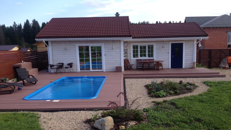 Баня с бассейном на даче