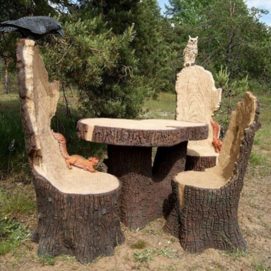 Садовая мебель из пеньков