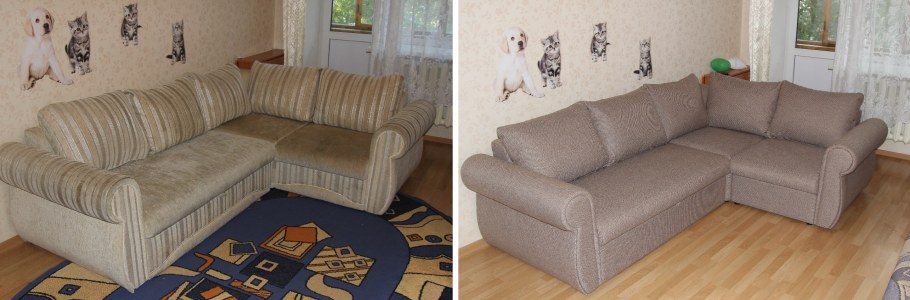 Обшивка мебели до и после