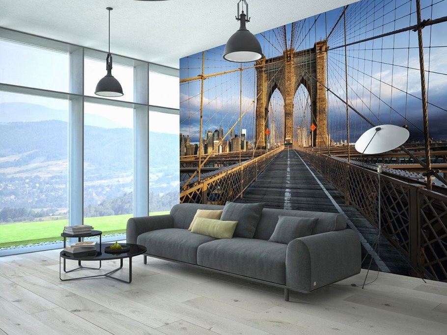 Фотообои для стен Бруклинский мост в интерьере
