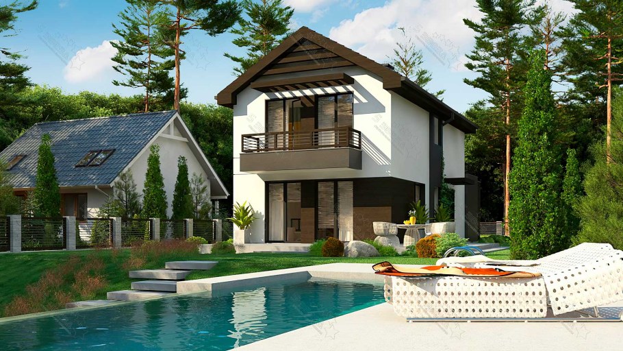 Дом с мансардой и бассейном