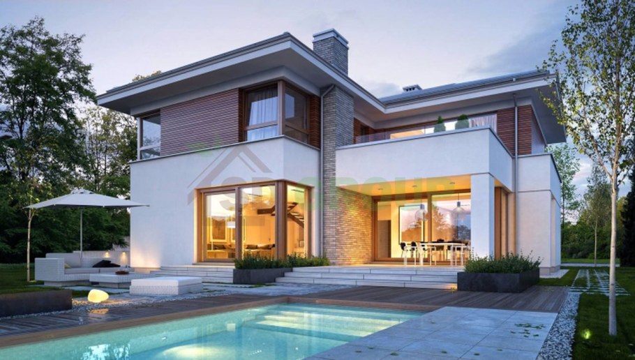 Двухэтажный дом с бассейном