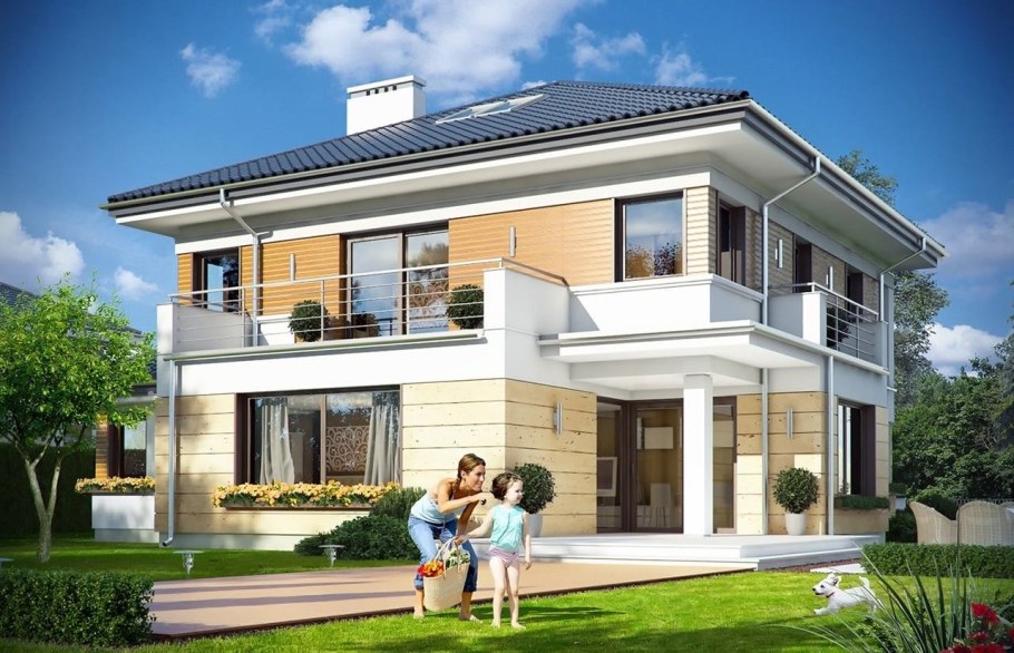 Дом с бассейном и площадкой