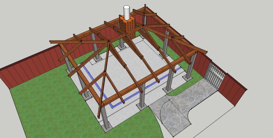 Беседка с вальмовой крышей