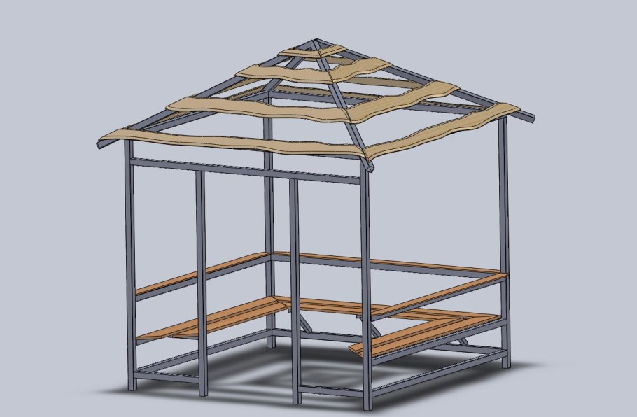 Беседка 2.5 на 2.5 с четырехскатной крышей