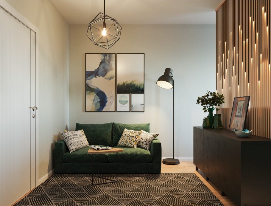 Серый диван в интерьере