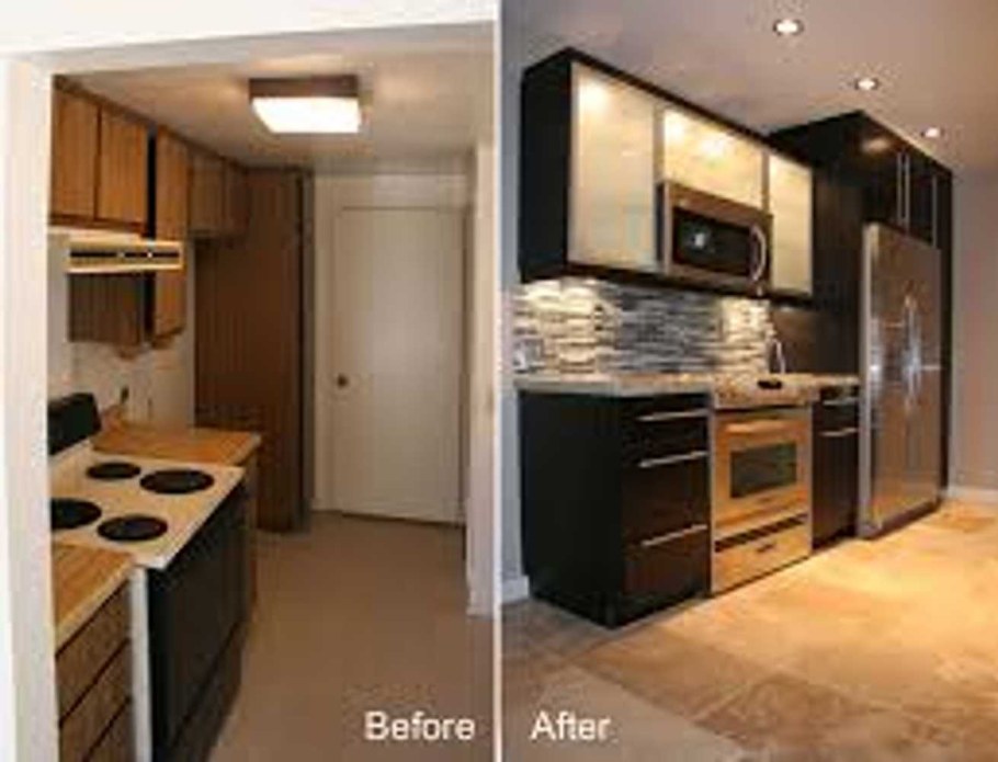 Отделка кухни до и после
