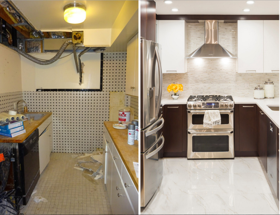 Интерьер кухни до и после