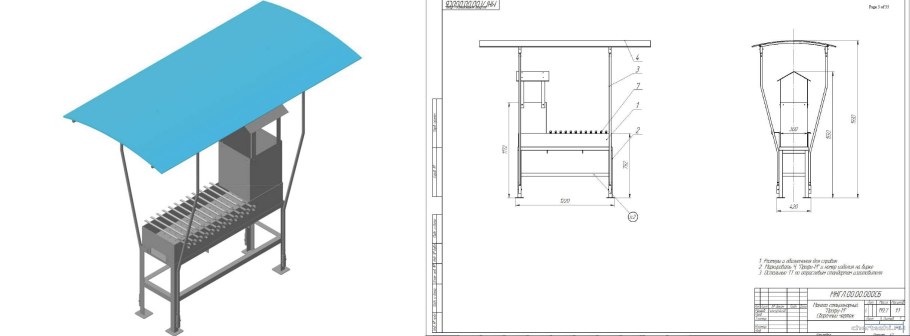 Мангал с печкой под казан Размеры чертежи