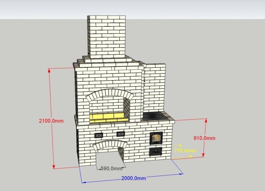 Мангал с крышей "пикник" 1700х1250х2300 мм