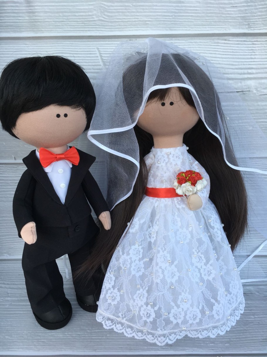 Текстильные куклы жених и невеста