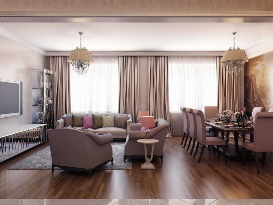 Гостиная с обеденной зоной