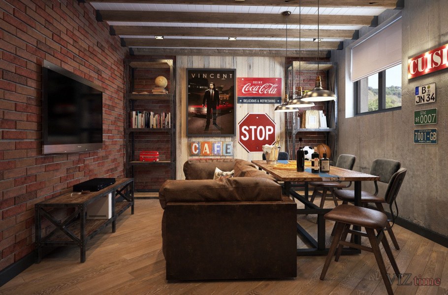 Комната отдыха в стиле лофт