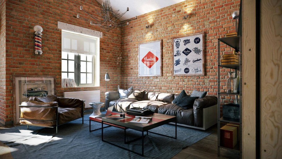 Металлические балки в интерьере