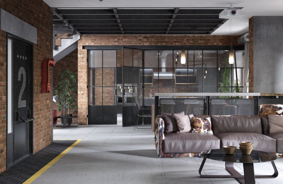 Гостиная в стиле Контемпорари лофт