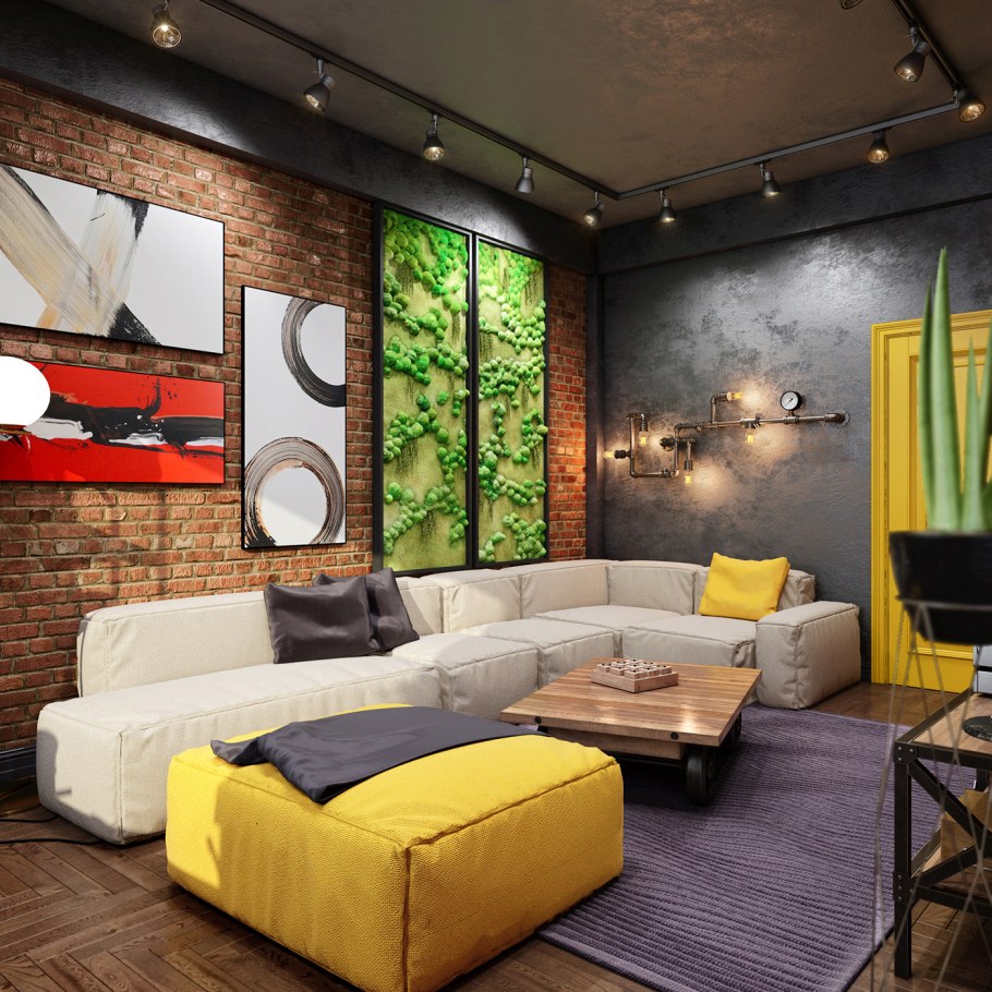 Черный потолок в стиле лофт