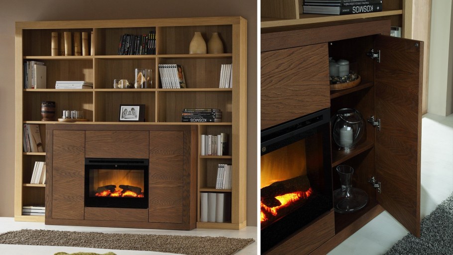 Стенка со встроенным камином