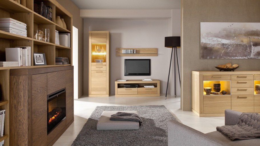 Модульная гостиная с камином
