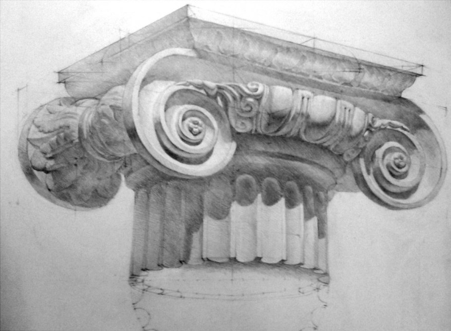 Ионическая Капитель Академический рисунок