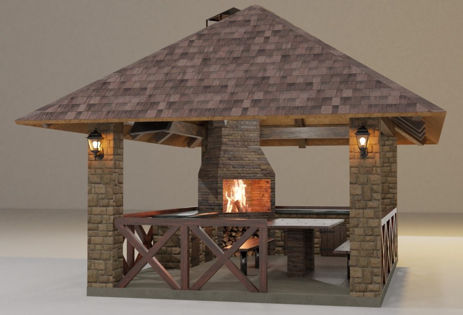 Проекты беседок с камином