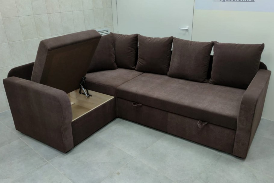 Серый диван из флока