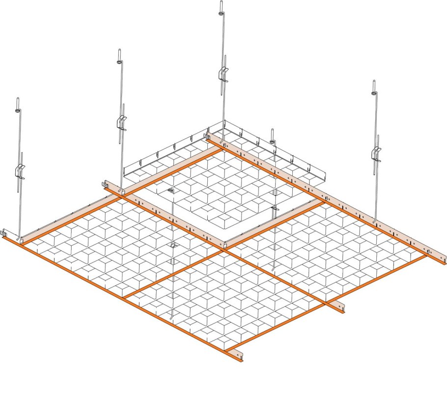 Схема монтажа потолка Армстронг 600х600