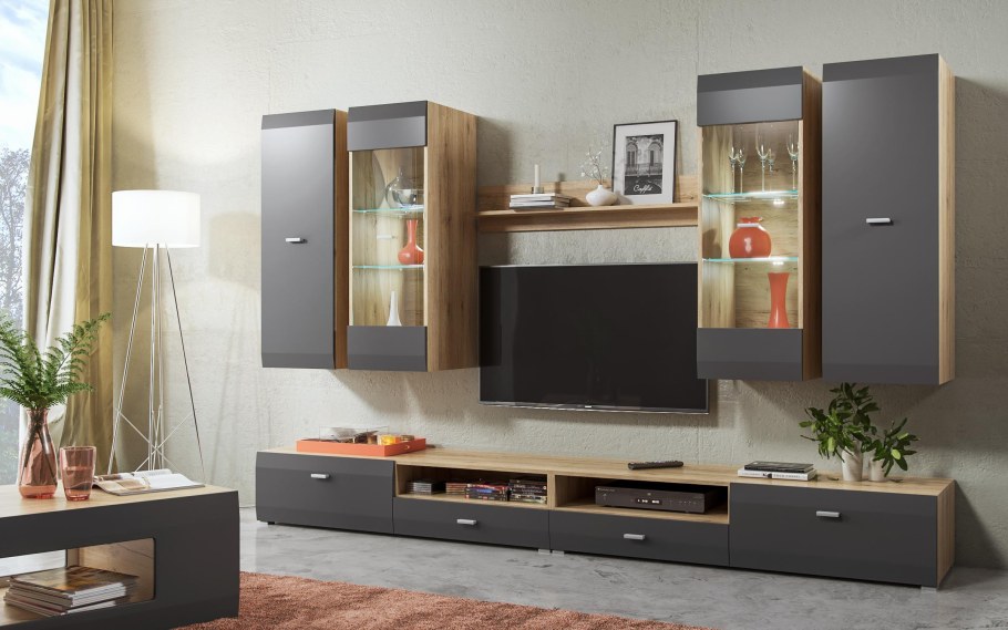 Мини-стенка "Линда" венге-дуб Млечный