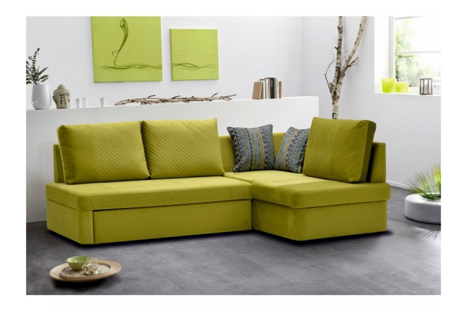 Модульный диван зеленый в интерьере