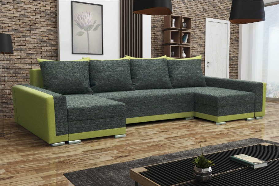 Угловой диван изумрудного цвета