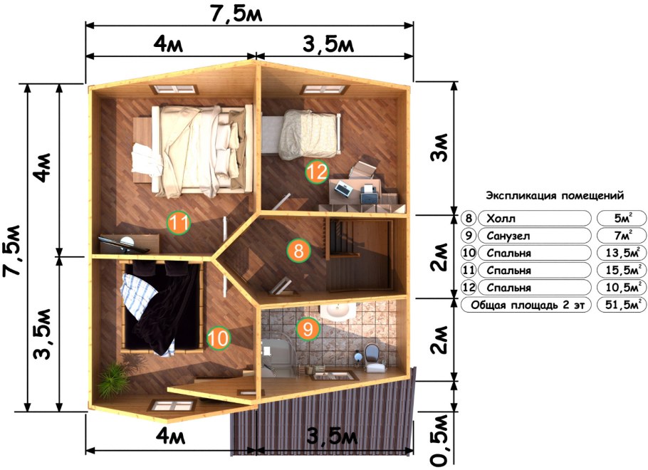 Каркасный дом 7х5 планировка