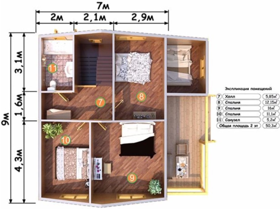 Планировка каркасного дома