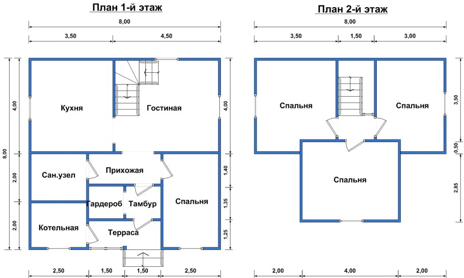 Проект дома 8 на 8 2 этажа