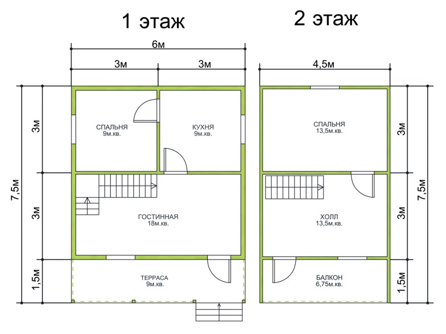 Планировка дачного домика 6х7
