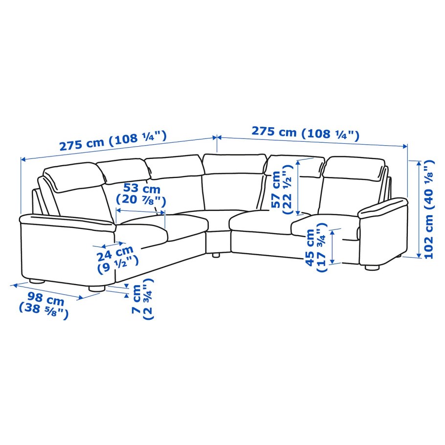 Lidhult лидгульт 5-местный угловой диван, с открытым торцом