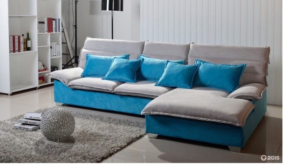 Диван серо бирюзовый