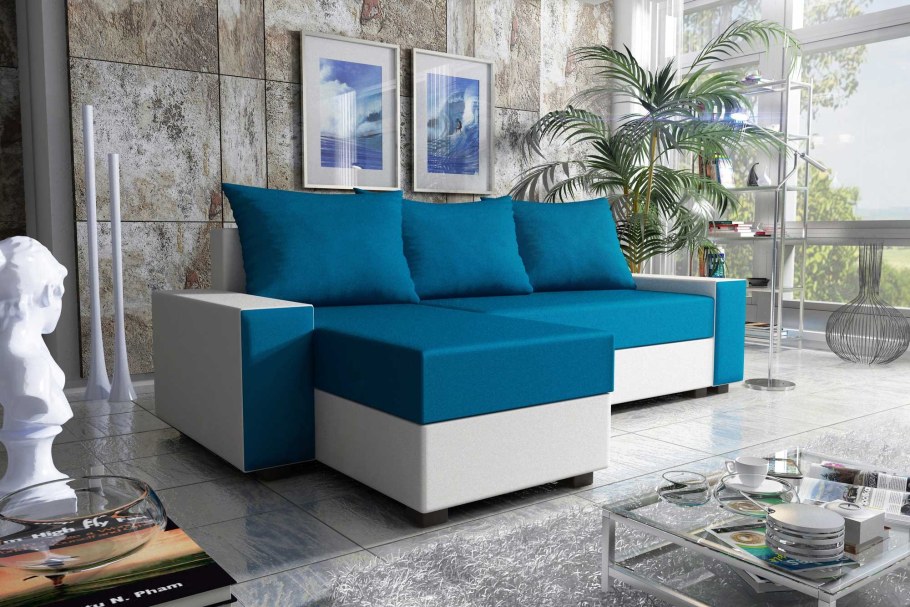 Диваны синего цвета и белого
