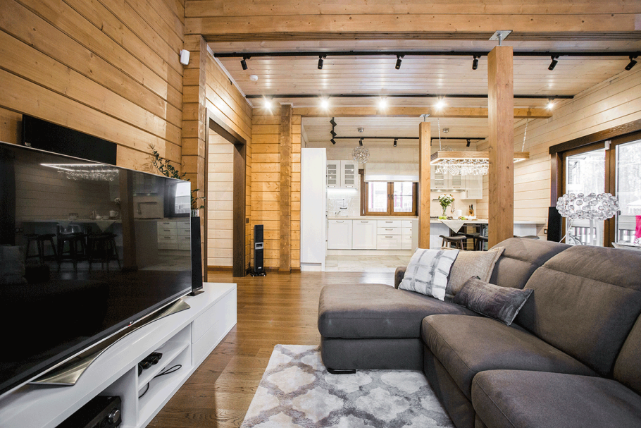 Освещение в доме из бруса