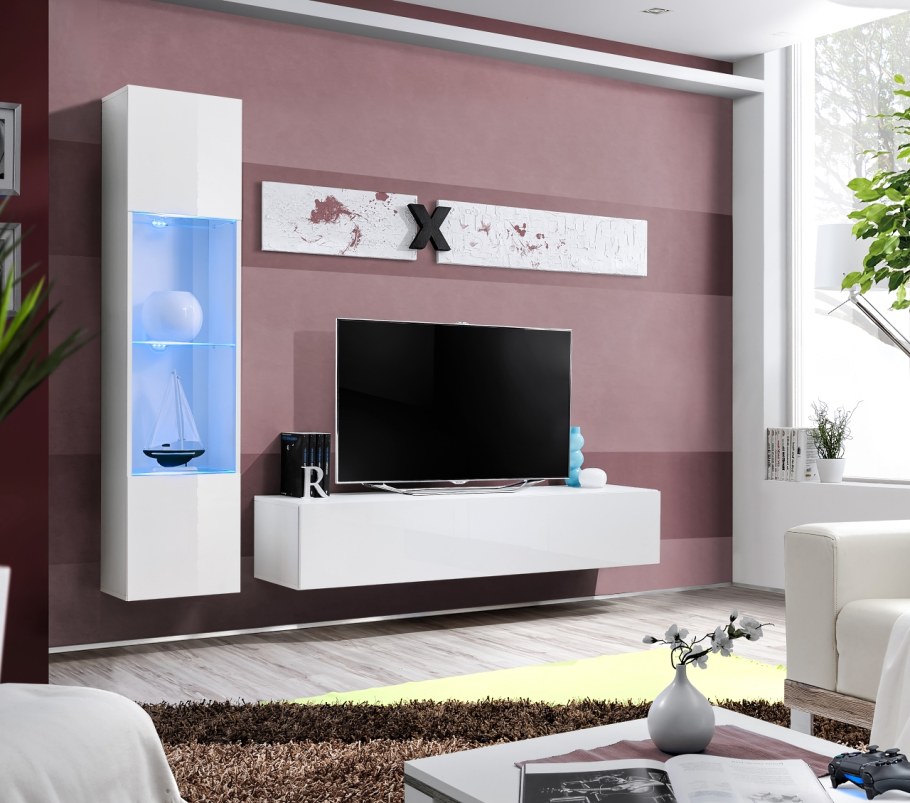 Стенка Флай глянец белая