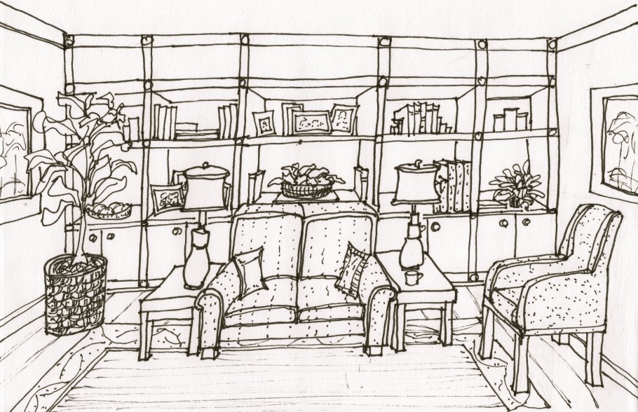 Раскраска комната школьника для детей