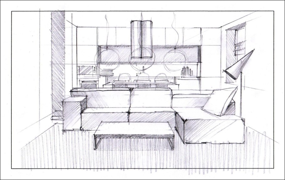 Эскизы интерьеров в ручную