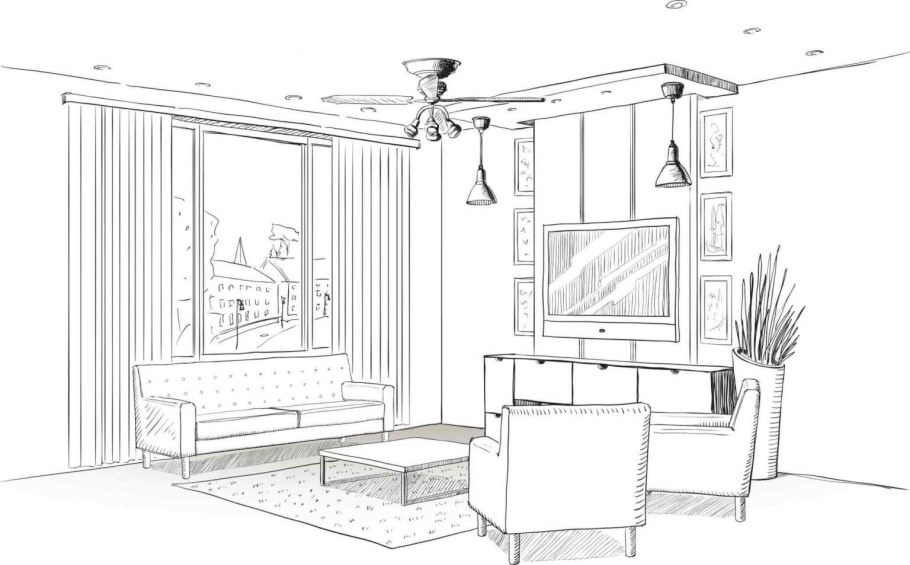 Раскраска гостиная комната