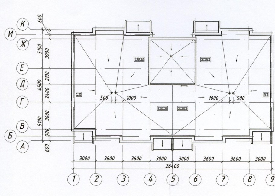 Разуклонка плоской кровли чертеж