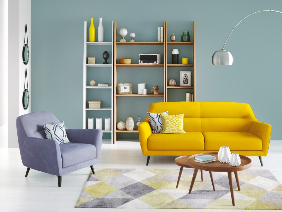 Желтый диван в интерьере