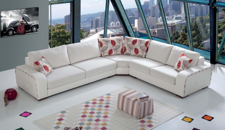 Кожаный диван угловой Модерн