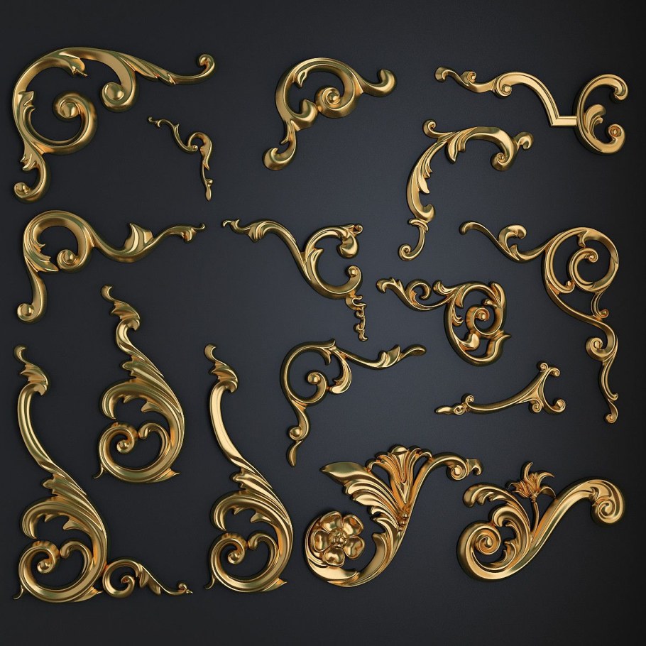 Гипсовые изделия покрыты сусальным золотом