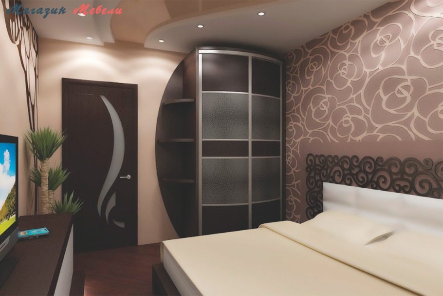 Спальня в классическом стиле в светлых тонах 12м2