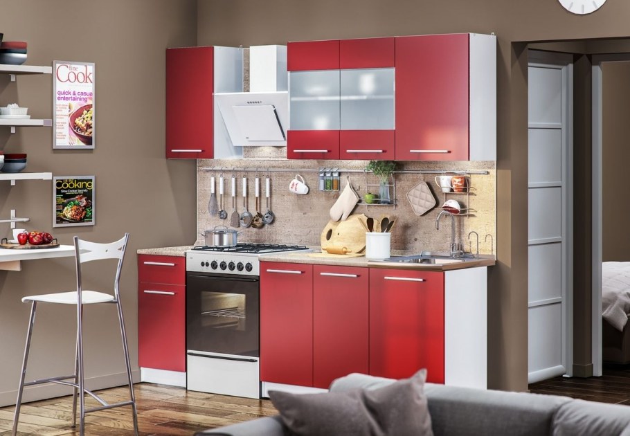 Кухня Элен белый/бордо