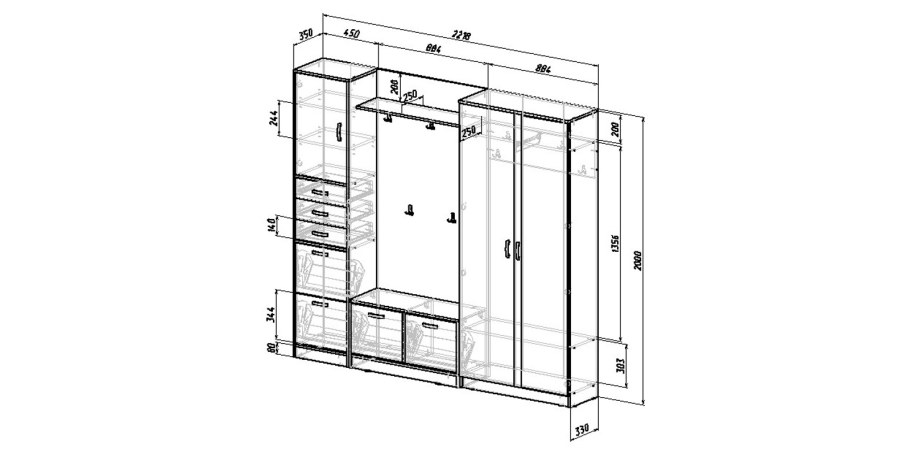 Прихожая "Виола-1"(0.95м)