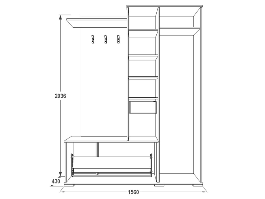 Прихожая Саша 6 ясень Анкор